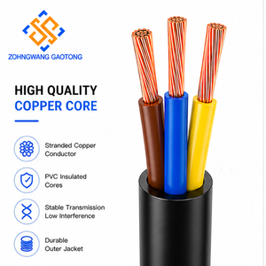RVV Stranded Oxygen-Free Copper PVC Insulated Sheathed Flexible Cable 2-5 Core 0.5-6mm for Building Power Wiring OEM CE RoHS