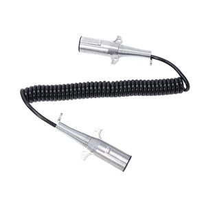 European Truck Trailer 7 Pin Coiled Cable 24V Electrical Power Cord with 7 Pin Connector for Brake Light System