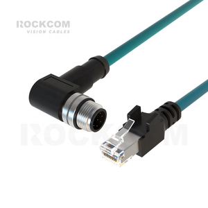 M12 A-Coded 8Pin Female Angled to RJ45 Gigabit Ethernet Cable High Flex Optional IP67 Industrial Camera Congex Cable 84901-1003