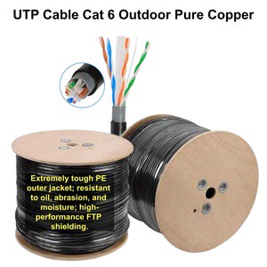 Industrial Grade Outdoor Cat6 Ethernet Cable Weatherproof LAN Network Cable 305m Utp Cable Cat 6 Outdoor Pure Copper