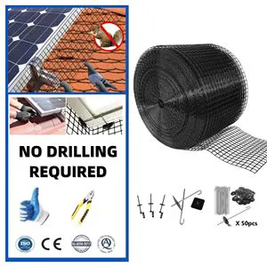 Wholesale Black PVC Coated Corrosion Resistant Plain Weave Wire Cloth Solar Panel Bird Mesh Kit 6in X 100ft | Non-Penetrating