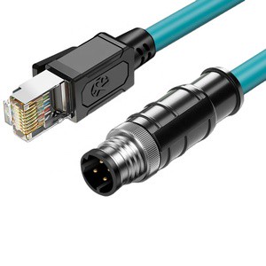Double Shielded 8pin 4pin M12-RJ45 Cat 5e Industrial Ethernet Cable for Railway Subway Metro Aerial CE/ROHS Certified -40~+85