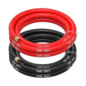 2 AWG Silicone Wire 2 Gauge Red Black 35 Sq. Ultra-Soft High Temp Flexible Automotive Power Lithium Battery Wire Silicone Rubber