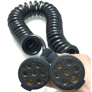 12V 24V Copper 7 Way Electrical Trailer Cord Wire Coiled Cable Heavy Duty Trailer Truck Cable