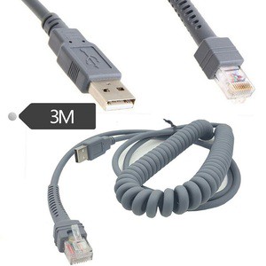 Hot Sale Free Sample Manufacture Factory Price LBT 3m Ls2208 USB Cable, USB a to RJ45 Coiled Spiral Extension Cable
