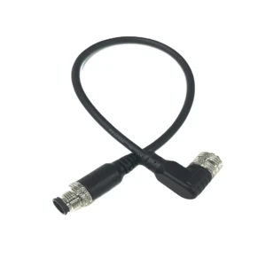 Right-Angle M12 Circular Connector Cable for IP67 Waterproof 4-Pin Industrial Sensor Wiring Harness for Automation Equipment