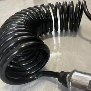 7 Conductor 12 FT Trailer Extension Cable Spiral Power Cord Cold Resistance
