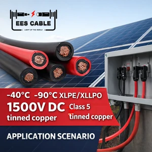 1.5kV DC Solar PV Cable UV Resistant Copper Conductor EN 50618 IEC 62930 4mm2 6mm2 10mm2 H1Z2Z2-K PV1-F