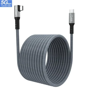 USB C USB C L Shape 5 Meters Long Nylon Metal Case Cable New Design 3A Fast Charging Type C Data Braided for Camera Computer