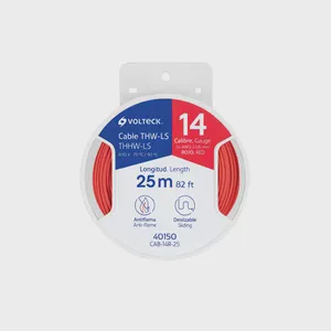 BOX 6 Reel with 25 m of THHW-LS 14 AWG red cable, VOLTECK
