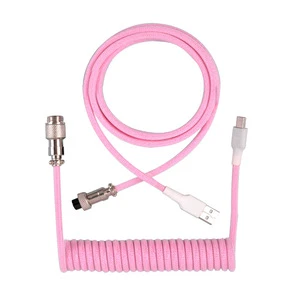 High Quality Customize Coiled Cable 1.5m Long Aviator Connector Spiral Paracord Type C USB Mechanical Keyboard Cable