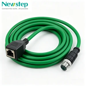 M12 to RJ45 Industrial Ethernet Cable, D-Coded 4 Pin Profinet/EtherCAT Connector for Robot PLC Vision System Automation