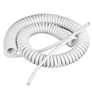 4 Core 6 Core Pur Tpu Spiral Cable Rj9 Rj11rj12 Rj45 Telephone Spring Cables 1m 2m 3m White Indoor Wire