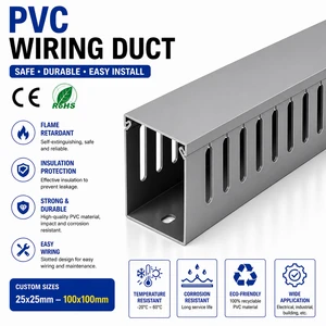 Professional Grey PVC Slotted Fire Retardant Cable Duct 30*30 For Server Rack Automation Control Cabinet Wiring System -20C