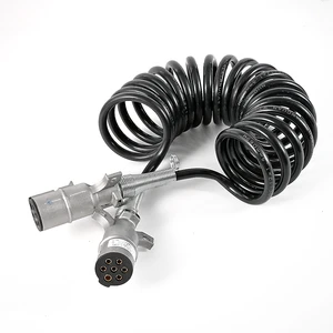 Best Quality Heavy Duty Trailer Plug Connector Spiral Power Cable Brake System 7-Way Electrical Cable