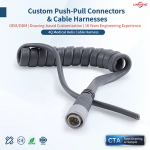 4Q Medical Spiral Cable Assembly Custom Coiled Wire Harness For Patient Monitor High Flexible Hospital Sensor Spring Cord