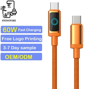 USB C Cable 60W 3A LED Indicator Nylon Braided Aluminum Alloy Pure Copper Conductor PD 3.1 Fast Charging for Camera 1m 2m 3m