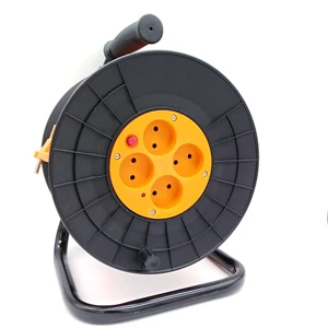 Cable Wire Electrical Reel With Switch European 2pin 25m Sizes Medium Voltage PVC Copper Industrial