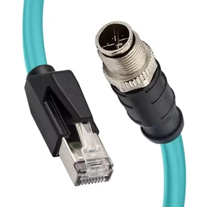 Wholesale Custom 10m Gigabit Industrial Ethernet Shielded Cable M12 X Code Male Straight 8pin to RJ45 Male Cat6 Networking Cable