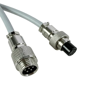 M12 Zinc Alloy Waterproof Connector Cable 6P Straight Plug TRVVP Flexible Cable for Robot/Servo