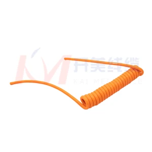 KMcable Overhead Insulated 1-30 Cores Spiral Cable PVC/PE/TPEE/F46 Oxygen-Free Copper Conductor Oil/Abrasion Resistant