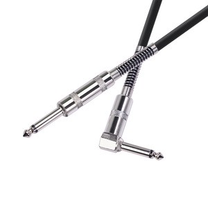 6.35 mm Electric Guitar Connection Cable 90-Degree Elbow Double Shielded PVC Noise Reduction Audio Video Cable for Instruments