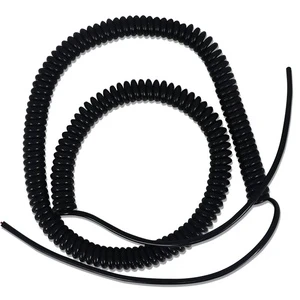 HJQ Pure Copper Core Retractable TPU Spiral Wire Car Audio & Video Cables Multi-Core National Standard