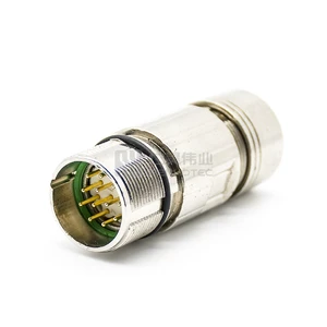 M23 Servo Motor Connector Signal Waterproof Straight 12 Pin Male Encoder Connector Shielded