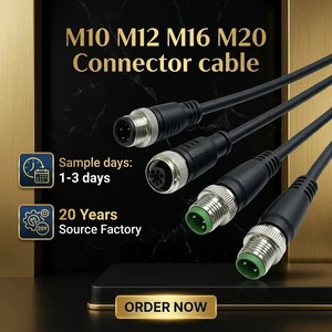 M12 4 Pin A-Code Female Circular Connector IP67 Waterproof Cable for PLC, Servo Drives & Industrial Automation