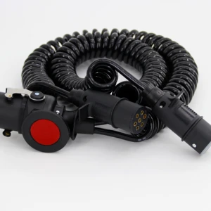 24V 7-pole Plastic Plug N Trailer Cable Extension Cable, Used for 7-pin Trailer Socket of Spiral Cable in Truck Caravans