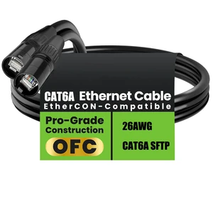 HOTION Shielded CAT6A S/FTP Ethercon Cable Professional Audio Lighting RJ45 EtherCON-Compatible Cable for Studio Stage Concerts