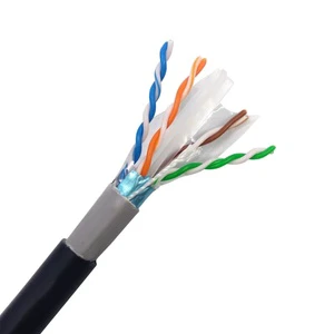 Solid Bare Copper Double Shielded Cat 6a Cat 6 cable Sftp Sf/utp Cat6 Cat6a cable 1000ft/305m For ethernet Network Lan cable