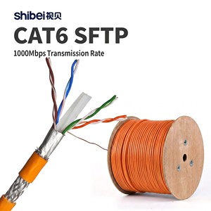 Industrial 305m Drum CAT6 SFTP Cable Orange 24AWG Double Shielding LAN Network Wire for Data Center Cat 6 Ethernet Cable
