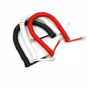 RJ11 RJ10 RJ9 Telephone Handset Receiver Cable Curly Spiral Stretchy Spring Coiled Cable