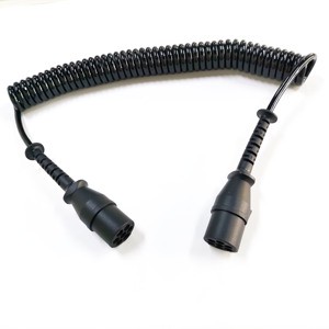 Industry Electrical 7 Pole Flexible PU Jacket Coiled Spiral Cable Power Cord for Trailer Truck