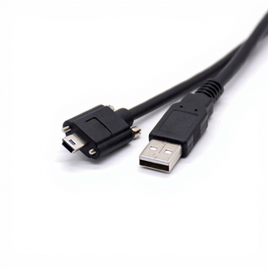 Industrial Camera USB Cable USB to Mini-B Screw-on Plug Black 1m Injection Molded Cable Data Transfer Cable for Machine Vision