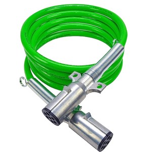 7 Way Trailer Cord Cable 12 Ft Green ABS Straight Trailer Wire Extension Heavy Duty Straight Power Cord