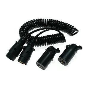 7 Way Trailer Plug, Towing Trailer Light Board Extension Cable Lead 7 Pin Plug Socket Cord Wiring Harness