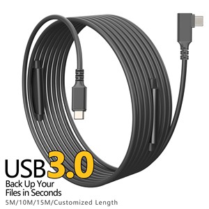 Industrial Active USB 3.1 Type-C Extension Cable 16ft 20ft Right Angle 5Gbps Cord For Industrial Camera VR & Video Conference