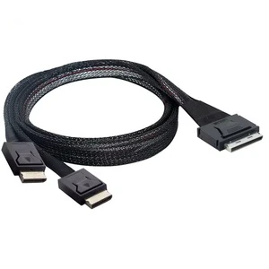 OCuLink PCI-E 4.0 SFF-8611 8i to Dual 2 X SFF-8611 4i SSD Data Transfer Extension Cable 16Gbps 0.5M and 1M in Stock