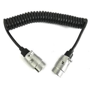 New Spring Spiral Cable with 2x7P Metal Plug PVC Material 12V/24V 3m Length ISO9001 Certified