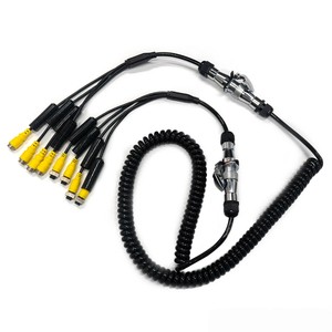 7-Core 6M 4 Channel Extension Cable Trailer Coiled Lead Waterproof IP68 Power Cable for Semi-trailer Camera/Mdvr Connection Line