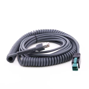 Comark RJ45 Retractable Spring Spiral Curly Coiled Cord 12V 24V Connector POS Machine Printer Helix Scanner Powered USB Cable