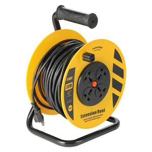 EU UK Universal Copper Cable Reel Extension Cord with 4 Sockets BS Male IEC Female 3250W 13A Available 20M 30M 50M Versions