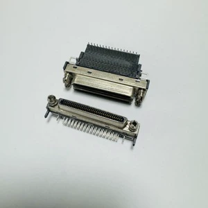Mini 68pin Horizontal Right Angle PCB Communication Servo Female Connector 0.8mm Pitch Copper Stainless Steel Housing 5U SCSI