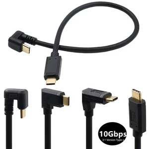 Manufactory Fast Shipping 100W 10Gbps 4K 60Hz USB 3.1 Charging Sync Cable Angled Elbow USB Type C Extension PVC Braid for Camera