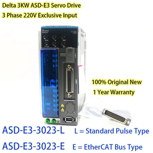 100% Original Brand New Delta 3KW Servo Drive ASD-E3-3023-L/ASD-E3-3023-E AC 220V 13A IP20 for CNC Machines Industrial