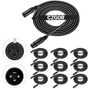 10 Pack 2m Flexible 3 Pin XLR Male Female DMX Cable 6.5 ft Wire for Par Moving Head Spotlight Stage Lighting Signal Connection