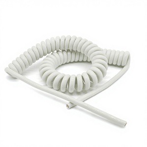 Hospital Spiral Cable White Medical Coiled Spring Copper Conductor PE Insulation