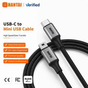 Durable Braided USB C to Mini USB Cable High Speed Charging Sync Cord for External Hard Drive Digital Camera GPS Device